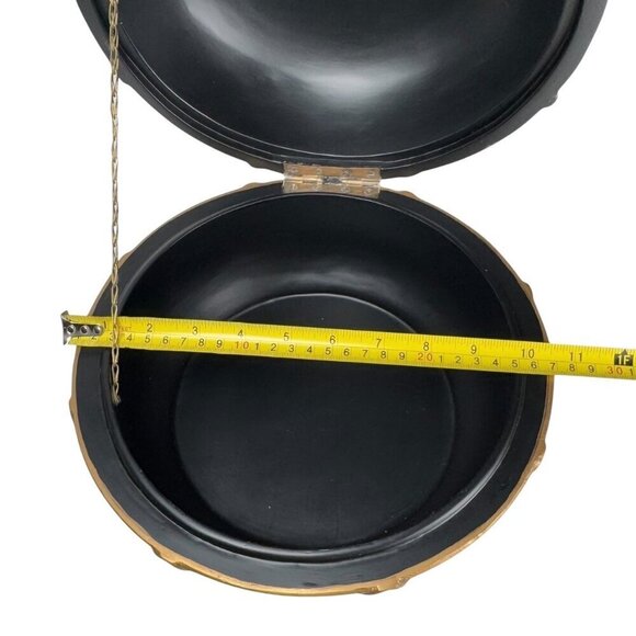 VTG Large Decorative Wooden Box Round Silver Floral Hand Painted Luxury Home - Picture 6 of 10